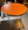 1970's Round Stretched Chrome Base Table with Orange Top