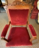 Victorian Chair with Velvet Cushion with Wheels on Bottom