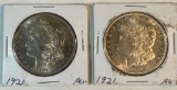 (2) 1921 Morgan Silver Dollars