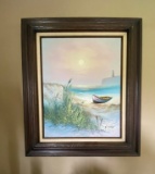 Signed Beach Oil on Canvas