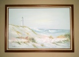 Signed Lighthouse Oil on Canvas