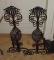 Pair of HUGE Twisted Iron Castle like Andirons