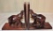 Carved Wooden Elephant Book Ends