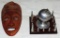 Carved Wood Mask & Trench Art Globe