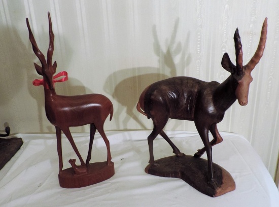 Lot of Hand-Carved African Gazelles