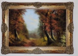 Signed Viberg Oil on Canvas Forest Scene