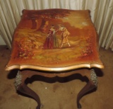 Hand-Painted French-Style Table with Courting Scene on top