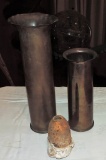2 Trench Art Shell Casings & Recovered Rounds