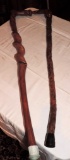 Two Hand-Made Walking Sticks