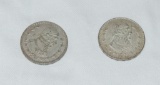 (2) Mexican Peso Silver Dollars