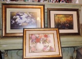 Three Framed Floral Prints