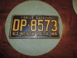 1961 N C. License Plate