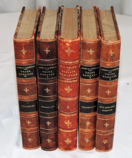 Group of Five Leather Bound Books