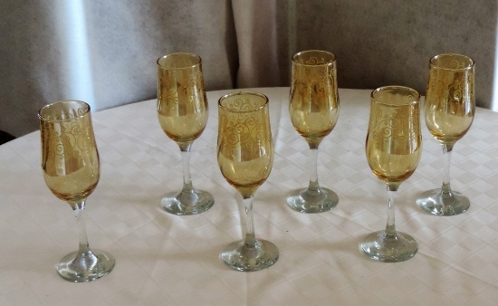 Set of Gold Wine Glasses