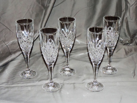 Set of Cut Crystal Champagne Flutes