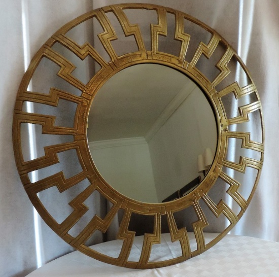 Greek Key Round Mirror