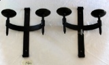 Pair of Black Iron Candle Sconces