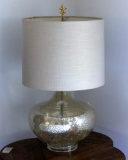 Mercury Glass Lamp with Gray Linen Shade