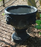 Black Concrete Lion Head Pot/Fountain