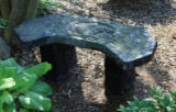 Black Concrete Bench with Rabbit Motif