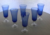 Set of Hand-Blown Blue Goblets