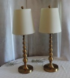 Pair of Gold Ball Lamps