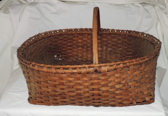 Antique Oak Splint Gathering Basket