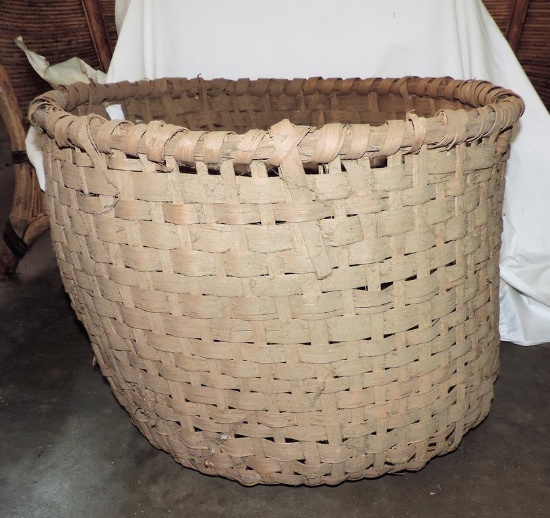 Antique Oak Splint Feather Basket