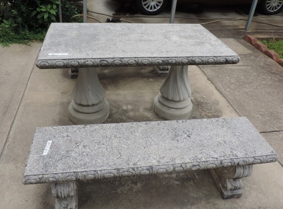 Concrete Table And 2 Benches