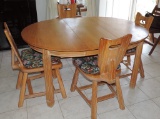 Mid-Century Ranch Oak Breakfast Table With 4 Chairs