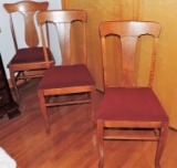 Set Of 3 Antique Oak T-Back Chairs