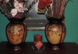 Pair Of Ceramic Vases With Flowers