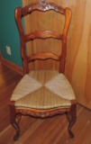 Mahogany Rose-Carved Ladder Back Chair
