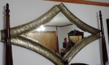 Modern-Design Silver And Bronze Finish Diamond-Shaped Mirror