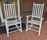 Matching Pair Of White-Painted  Porch Rockers