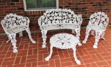 Four-Piece White Cast Iron Porch Set