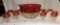 Ruby Flashed Victorian Punch Bowl Set