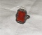 Antique Sterling Silver, Marcasite & Orange Stone Ring