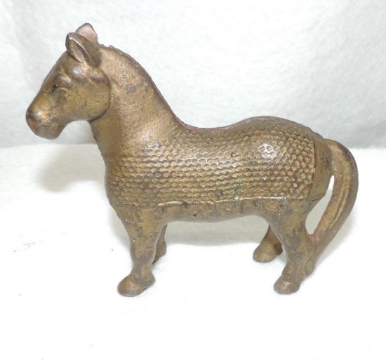 Cast Iron Gold Finished Horse Steel Bank