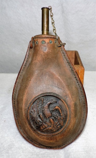 Eagle Embossed Leather 19th C. Shot Pouch