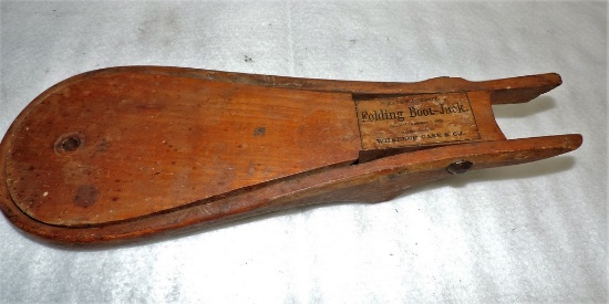 Rare Wooden 1869 Wheeler Case & Co Folding Boot Jack