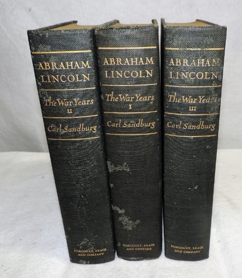 Three-Volume Partial Set By Carl Sandburg " War Years" Abraham Lincoln