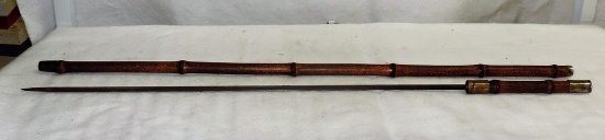 Antique Bamboo Shaft And Steel Sword Cane