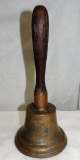 Large Antique Hand-Held Brass School Bell