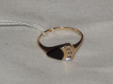 14K Gold Black Onyx & Diamond Ring