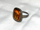 Sterling Topaz & Marcasite Antique Ring