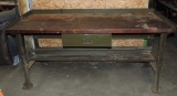 Fantastic Antique Wood and Metal Work Bench