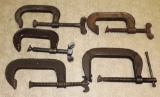 Five Heavy-Duty C Clamps