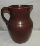 Antique Brown Glazed 2 Gallon Pottery Pitcher