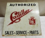 Vintage Painted Tin Cadillac Sales-Service-Parts Sign